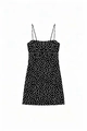 Retro black and white polka dot camisole A-line summer dress for women with thin straps - S / Black White Polka Dot