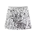 Minigonna da donna con paillettes argento e riflessi metallici per feste e eventi - XS / Argento