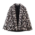 Detail of leopard print quilted jacket with diamond stitching and black ribbon edges - XS / Leopard Padded Jacket Type 1