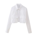 Dettaglio di una camicia bianca corta a maniche lunghe con tasche sul petto e colletto - XS / Bianco