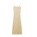 Elegantes goldenes Pailletten-Maxikleid mit schmaler Passform und Metallglanz - XS / Gold