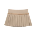 Minifalda plisada caqui de cintura alta con cinturón marrón y diseño estructurado - XS / Camel