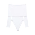 Body blanco de manga larga con escote de hombros descubiertos en mezcla de tejido nylon - S / Blanco