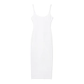 Minimalist white bodycon midi dress with thin straps for a summer slim fit look - XS / White
