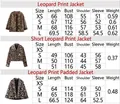 Size guide for women's leopard print fleece jacket, coat and short jacket variants - Size Chart
