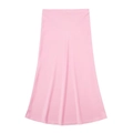 Elegante gonna midi in raso rosa con finitura perlata di alta qualità e drappeggio a trapezio - XS / Rosa Loto