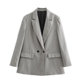 Elegant women's grey blazer with notch lapel and two-button closure in a loose fit style - XS / Gray