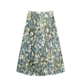 Eleganter plissierter A-Linien-Rock in Blau mit gelben Blumen und Chiffon-Textur - XS / Rock