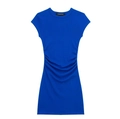 Dettaglio dell'abito in maglia a coste blu Klein con arricciatura laterale in vita - S / Blu