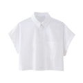 Minimalistische witte popeline damesoverhemd met korte mouwen, borstzak en verborgen knoopsluiting - XS / Wit