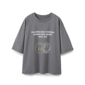 Camiseta gris extragrande de cuello redondo con gráfico smiley vintage y tipografía - S / Gris
