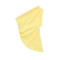 Elegant yellow one-shoulder pleated top for women featuring smooth summer chiffon fabric - XS / Yellow
