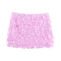 Close-up of sparkling pink sequins on a stylish A-line mini skirt for women - XS / Pink