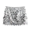 Detailaufnahme der hochdichten silbernen Pailletten auf einem modischen Mini-A-Linien-Rock - XS / Silber