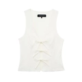 Top bianco senza maniche da donna con lacci a fiocco frontali e scollatura a V - XS / Bianco