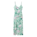 Robe midi fleurie vert menthe avec fines bretelles et fente latérale haute - vert clair / XS