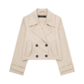 Kort beige jasje met dubbele rij knopen, reverskraag en riemmanchetten in platte weergave - XS / Abrikoos