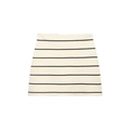 Eleganter gestrickter Minirock in Beige und Schwarz mit minimalistischer A-Linien-Silhouette - S / Beige Schwarz Gestreifter Rock