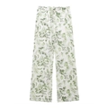 Damen Sommerhose mit weitem Bein, grünem botanischem Blattmuster und praktischem Kordelzug - XS / Pants