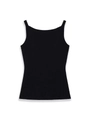 Close-up of the black ribbed knit texture and strap detail on a slim fit camisole - S / Black