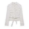 Veste chemise à pois pour femme avec poches poitrine et ceinture à nouer chic - XS / Haut à Pois
