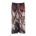 Women's vintage gradient print split midi skirt with abstract dark ink pattern - XS / Gray