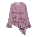 Detalle de blusa asimétrica lavanda con volantes de tres capas y manga larga - XS / Morado