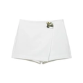 Dettaglio di gonna-pantalone bianca con fibbia metallica ondulata e design a portafoglio - XS / Bianco
