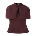 Chemisier capelet bordeaux élégant pour femmes avec col montant et coupe ajustée - S / Bordeaux