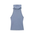 Gilet in maglia grigio-blu senza maniche con collo alto e trama a costine verticali - Taglia S / Blu Morandi