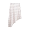 Gonna in raso a pois per donna con orlo asimmetrico e finitura in tessuto bianco liscio - XS / Bianco latte
