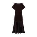 Elegante midi-jurk met boothals en korte mouwen met een geplooide zeemeerminzoom in bruin - XS / koffiekleur