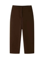 Dettaglio dei pantaloni a vita alta a gamba dritta in misto lana color caffè - S / caffè
