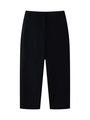 Vista piatta di pantaloni neri a gamba larga a vita alta dal design minimalista - S / Nero