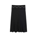Falda lencera negra minimalista de cintura alta para mujer con elegante encaje floral - XS / Negro