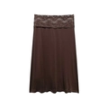 Falda enagua minimalista de cintura alta marrón oscuro con exquisita pretina de encaje floral - XS / café