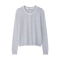 Lässiger, locker sitzender gestreifter Strickcardigan für Damen in Blau und Weiß - S / Blau-weiß gestreift