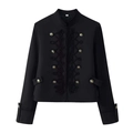 Schwarze Vintage-Militärjacke mit gepolsterten Schultern und goldenen Reliefknöpfen - S / Schwarz