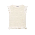 Chaleco de punto calado en color blanco crema para mujer con detalles de volantes finos - S / Blanco Roto