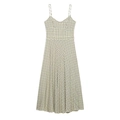 Vestido midi de cuadros con tirantes finos, talle alto y silueta de línea A evasé - XS / Cuadros Amarillos
