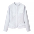 White long sleeve slim fit jacket for women featuring structured corset-style seams - S / White