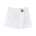Dettaglio di gonna a portafoglio bianca con fibbia metallica dorata strutturata - XS / Bianco