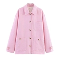 Damenjacke in Rosa-Weiß mit Hahnentritt-Muster, klassischem Revers und großen Taschen - XS / Rosa Weiß Karo