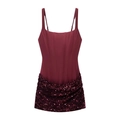 Robe à paillettes rouge foncé avec fines bretelles et détails de corset structuré - XS / Bordeaux