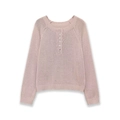 Oudroze gebreide trui met lange mouwen en ronde hals met knoopdetails op witte achtergrond - S / Nude Roze