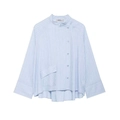 Camicia a righe azzurre a maniche lunghe con bottoni asimmetrici e orlo asimmetrico - XS / Righe Blu Chiaro