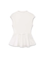 Detail of a white sleeveless peplum top with elegant waist flare and clean round neckline - S / White
