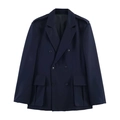 Blazer bleu marine à double boutonnage style militaire avec grandes poches à rabat - XS / Bleu marine