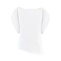 Detalle de la blusa blanca con hombros descubiertos, mangas abullonadas y corte asimétrico - XS / Blanco
