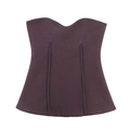 Top a corsetto viola scuro con stecche e scollo a cuore, stile aderente elegante - XS / Rosso Scuro
